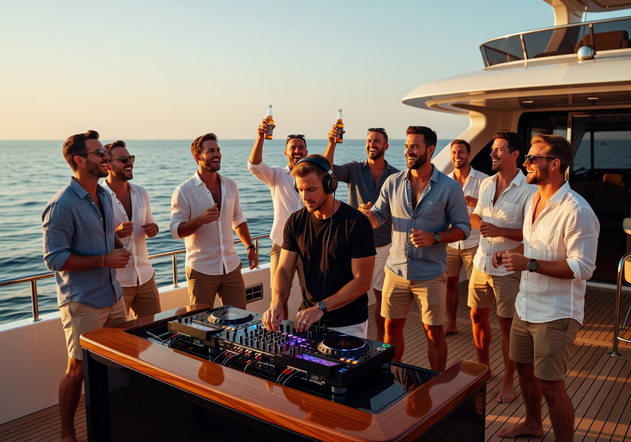 Bachelor Party with DJ on yacht deck