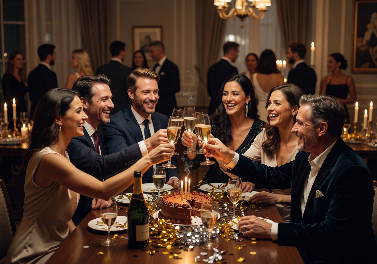 Birthday Party celebration with champagne