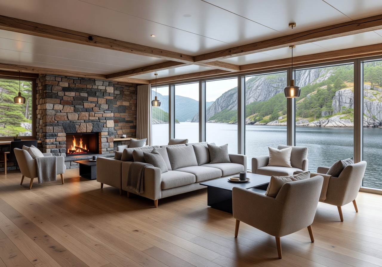 Comfortable interior lounge of the Nordic Queen