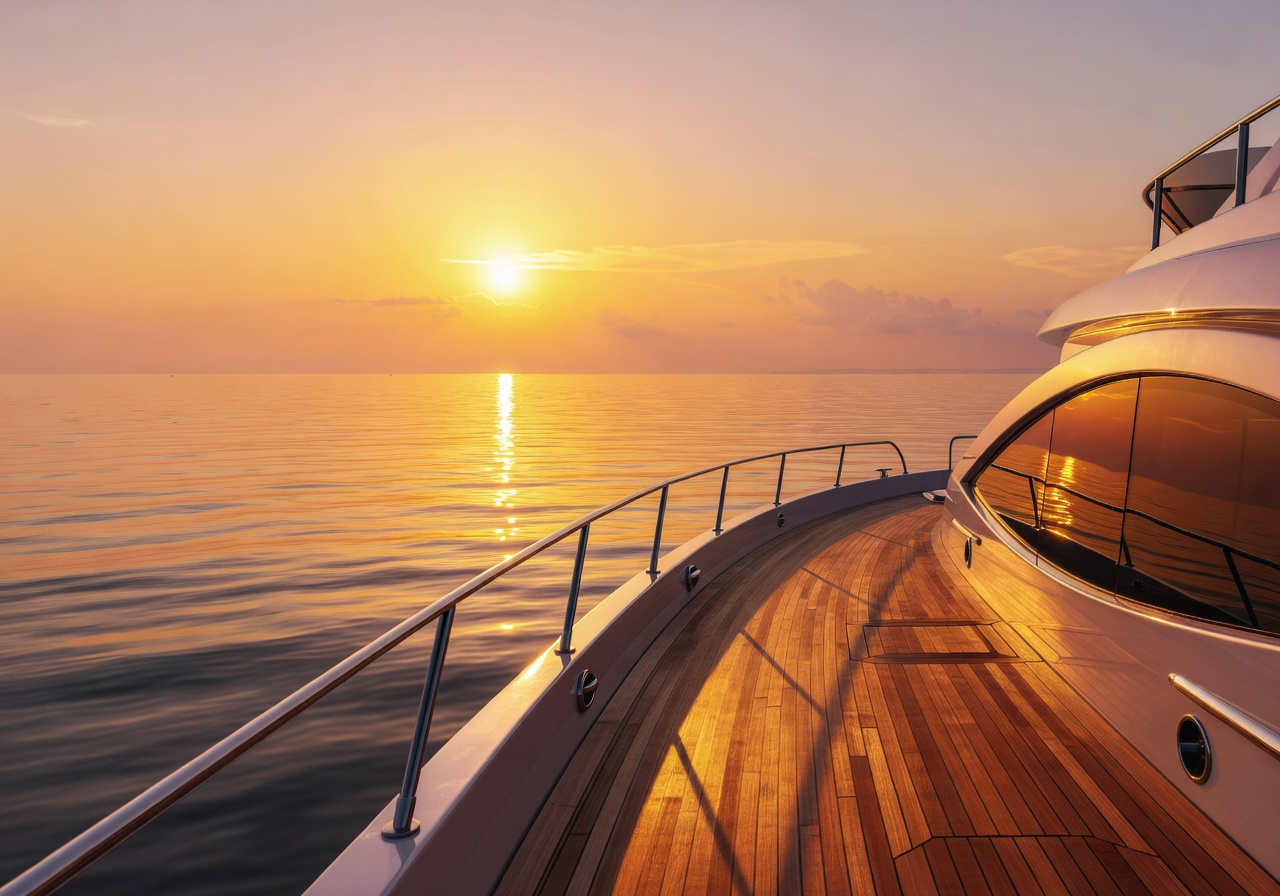 Golden sunset views from the yacht deck