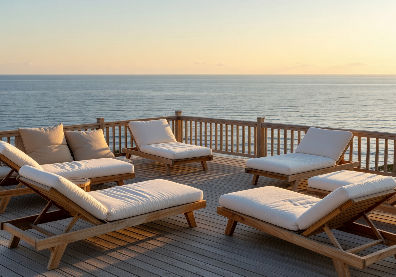 Quiet sun deck with comfortable loungers