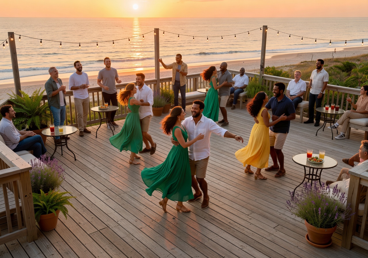 Spacious deck area designed for dancing and socializing